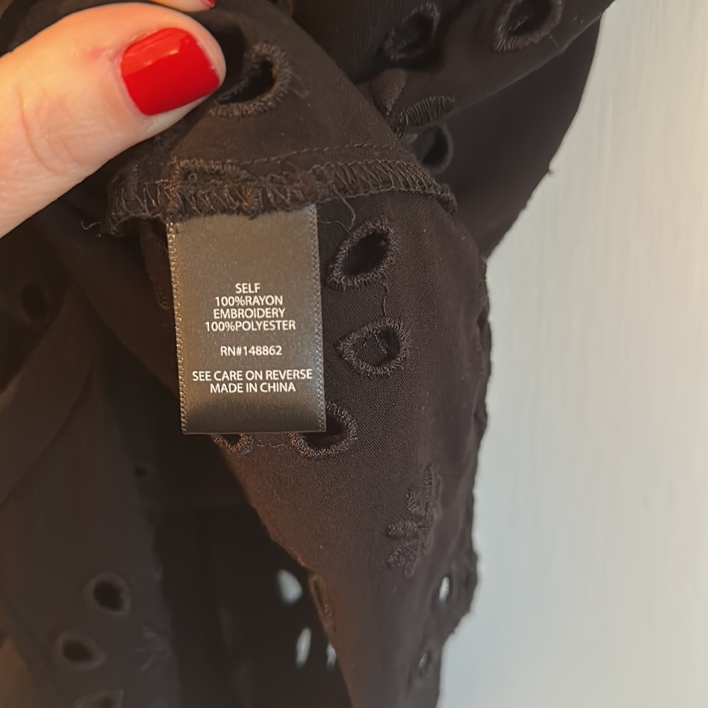 Black Button Down Collared Cutout Blouse - image 5